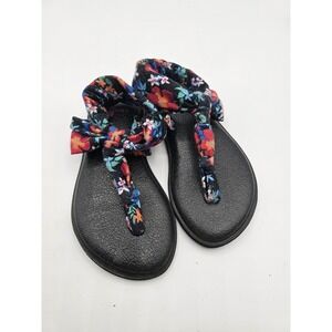 Sanuk Toddler Girls Yoga Mat Sandals Size 9-10 Floral Fabric Sling Back Straps